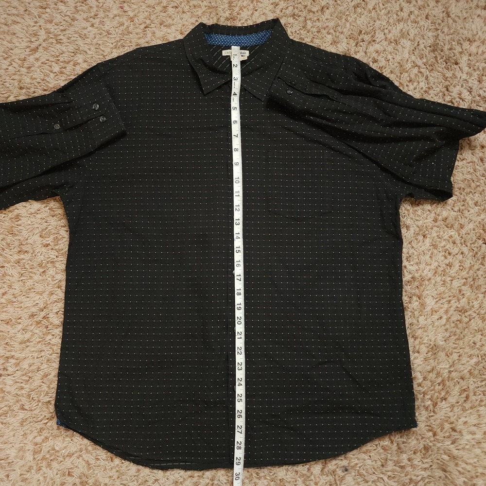 Carbon2cobalt Button Down‎ Shirt Mens Large Black Micro Dot Long Sleeve Cotton - Picture 5 of 7